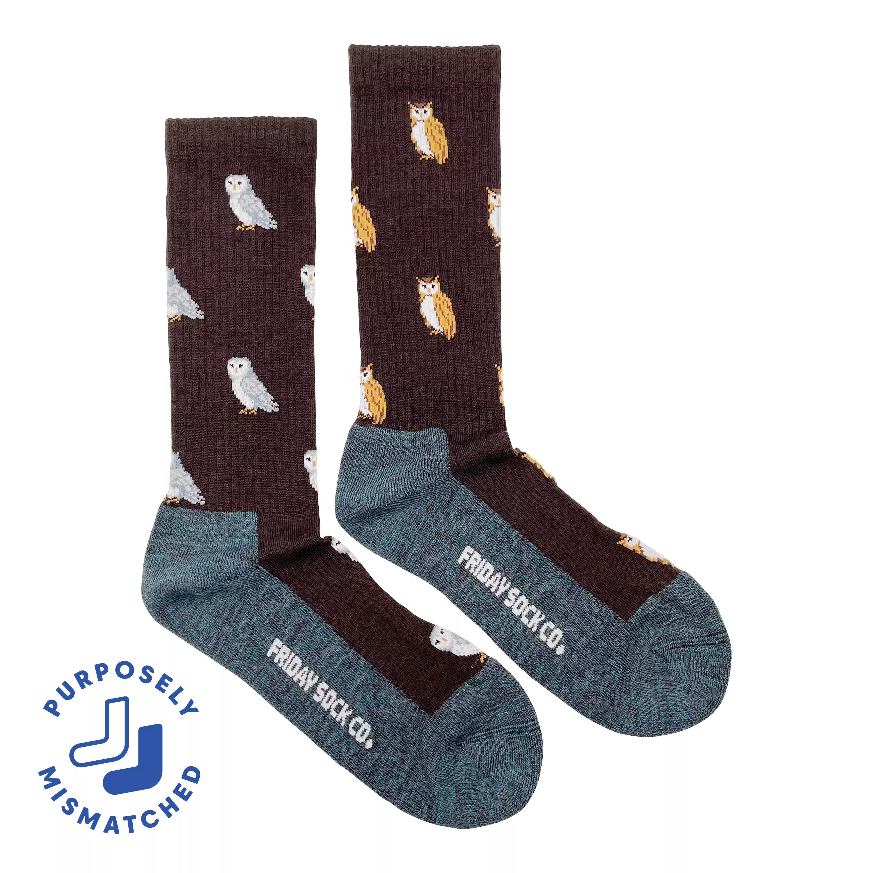 Men's Mismatched Owl Merino Wool Socks