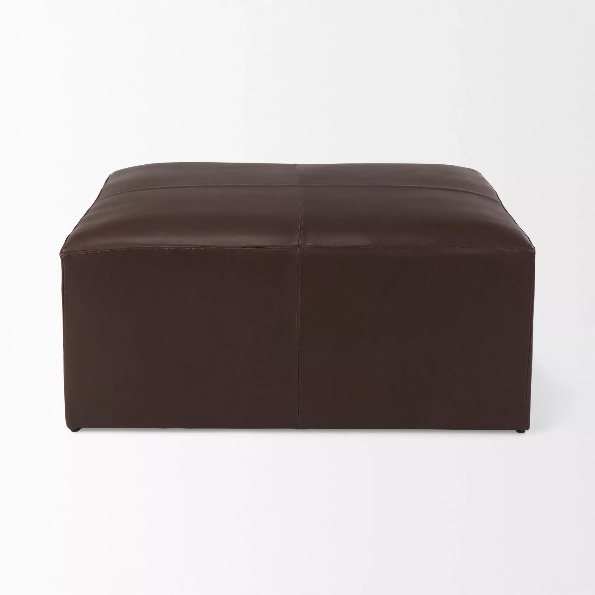 Milo Ottoman in Dark Brown Leather