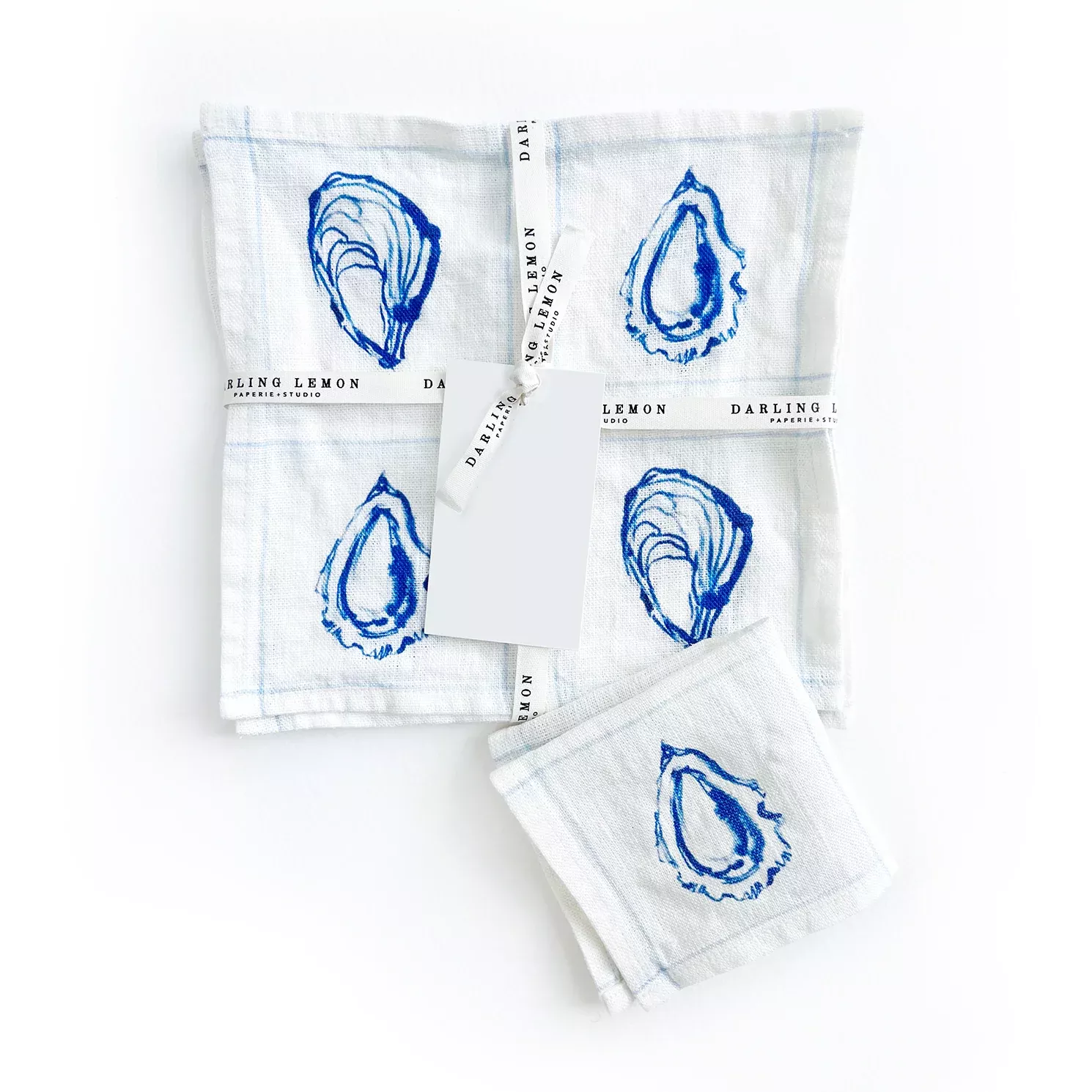 Oyster Linen Cocktail Napkins, Set of 4