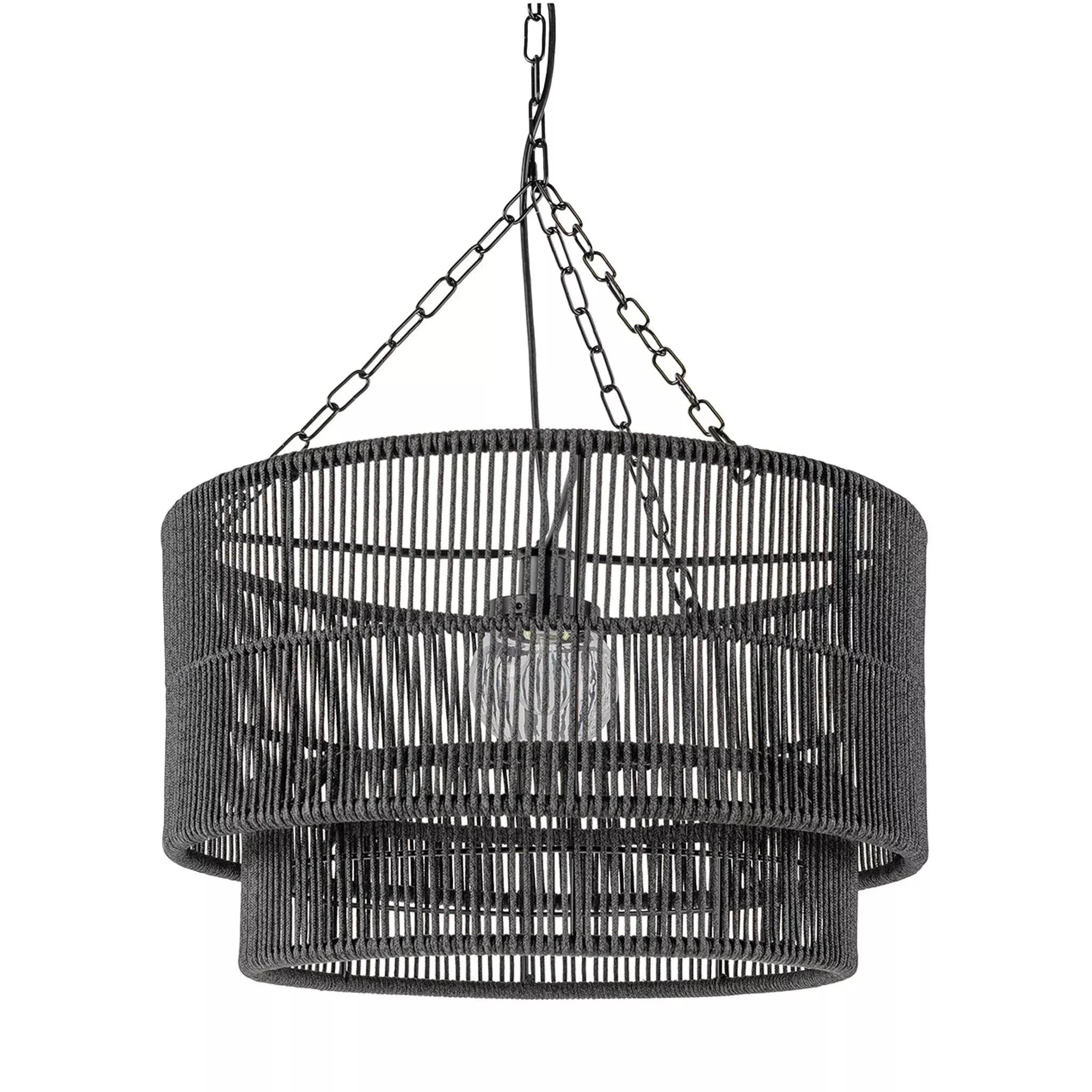 Palecek Tanner Outdoor Drum Pendant in Black
