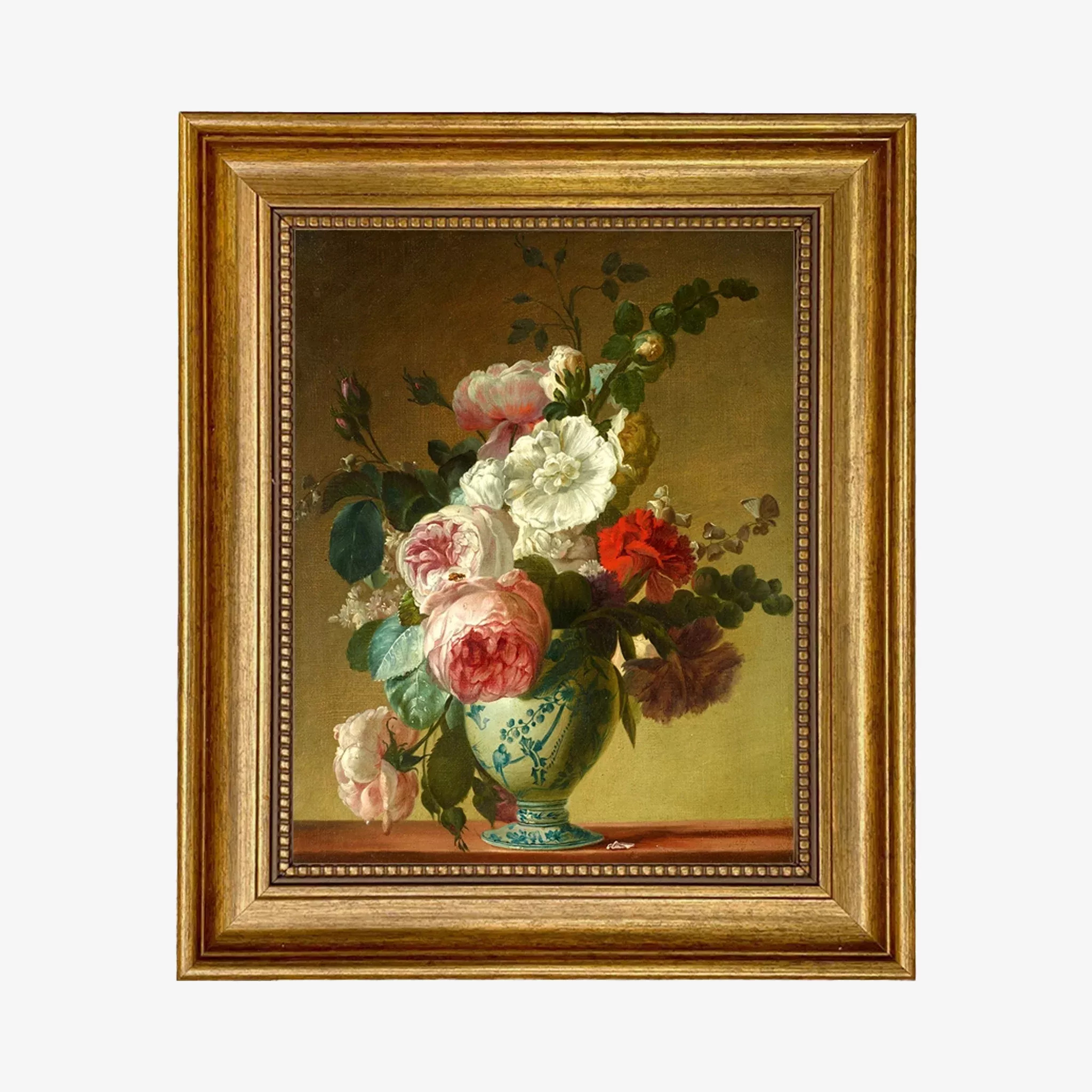Peonies and Roses Vintage Framed Print