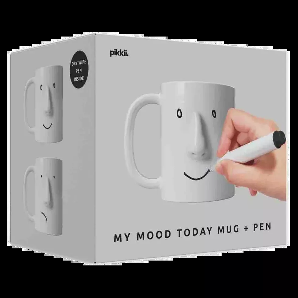 Pikkii Ceramic My Mood Today Mug + Dry Wipe Pen Set