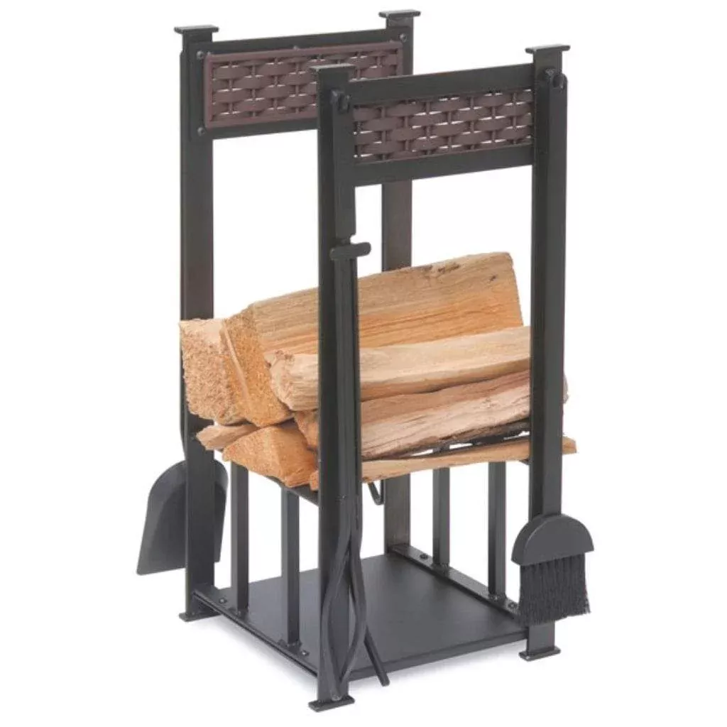 Pilgrim - 13" Matte Black Basket Weave Hearth Center