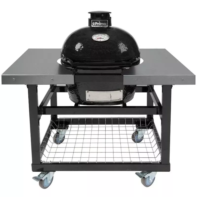 Primo Oval Junior 200 Ceramic Kamado Charcoal Grill with Cart Base