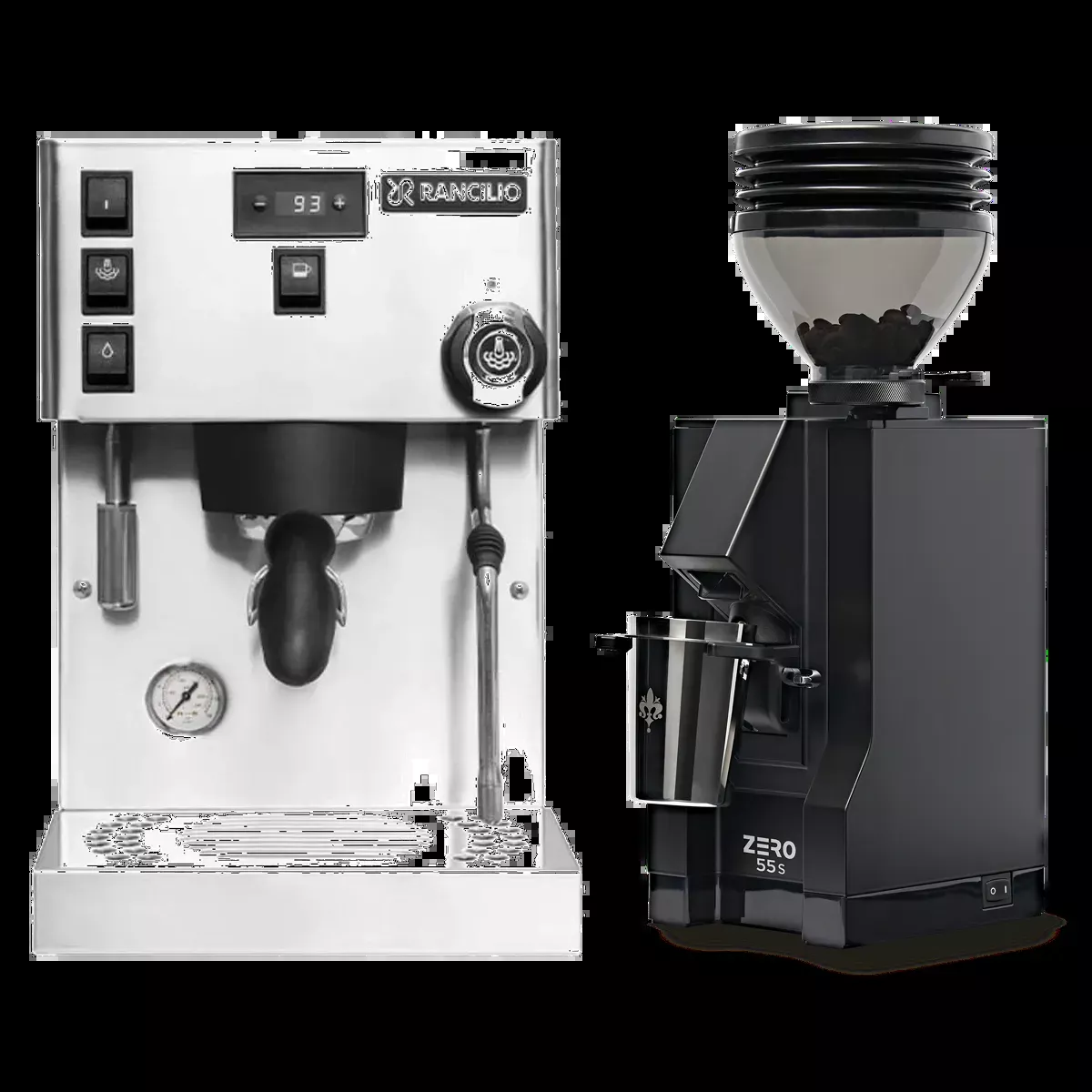 Rancilio Silvia Pro X Espresso Machine (Stainless Steel) and Eureka Mignon Zero 55s Single Dose Coffee Grinder (Matte Black) Bundle