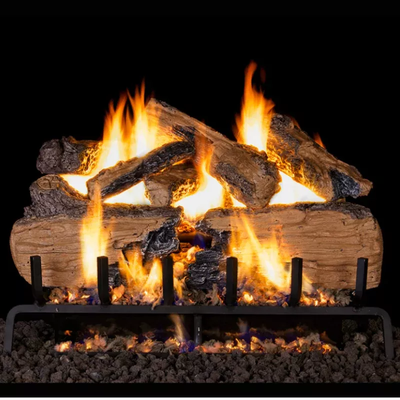 Real Fyre Charred Split Gas Log Set with 3-Tiered G31 Burner System
