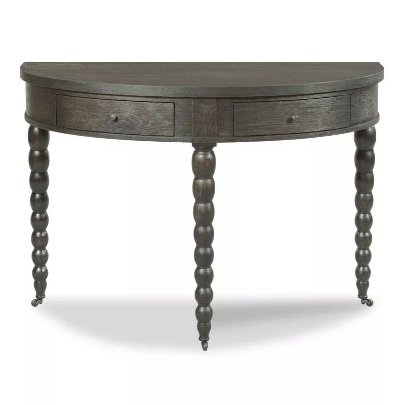 Salutation Demilune Table in Worn Black Finish