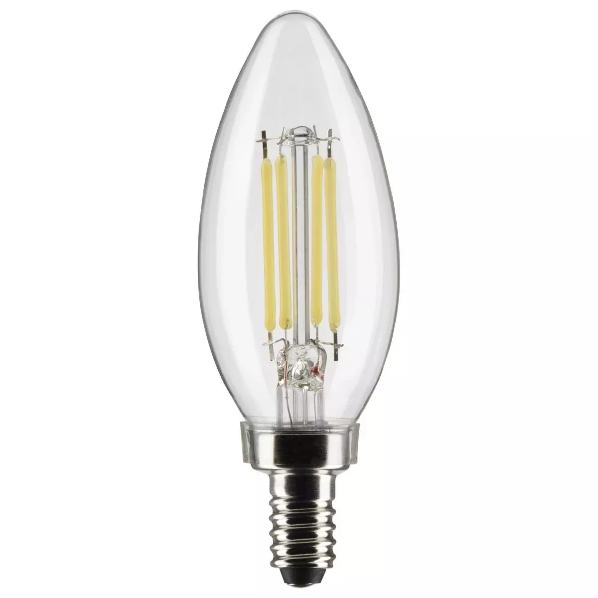 Satco LED 40W Equivalent Clear Torpedo Bulb – 4W – E12 Candelabra Base – 2700K