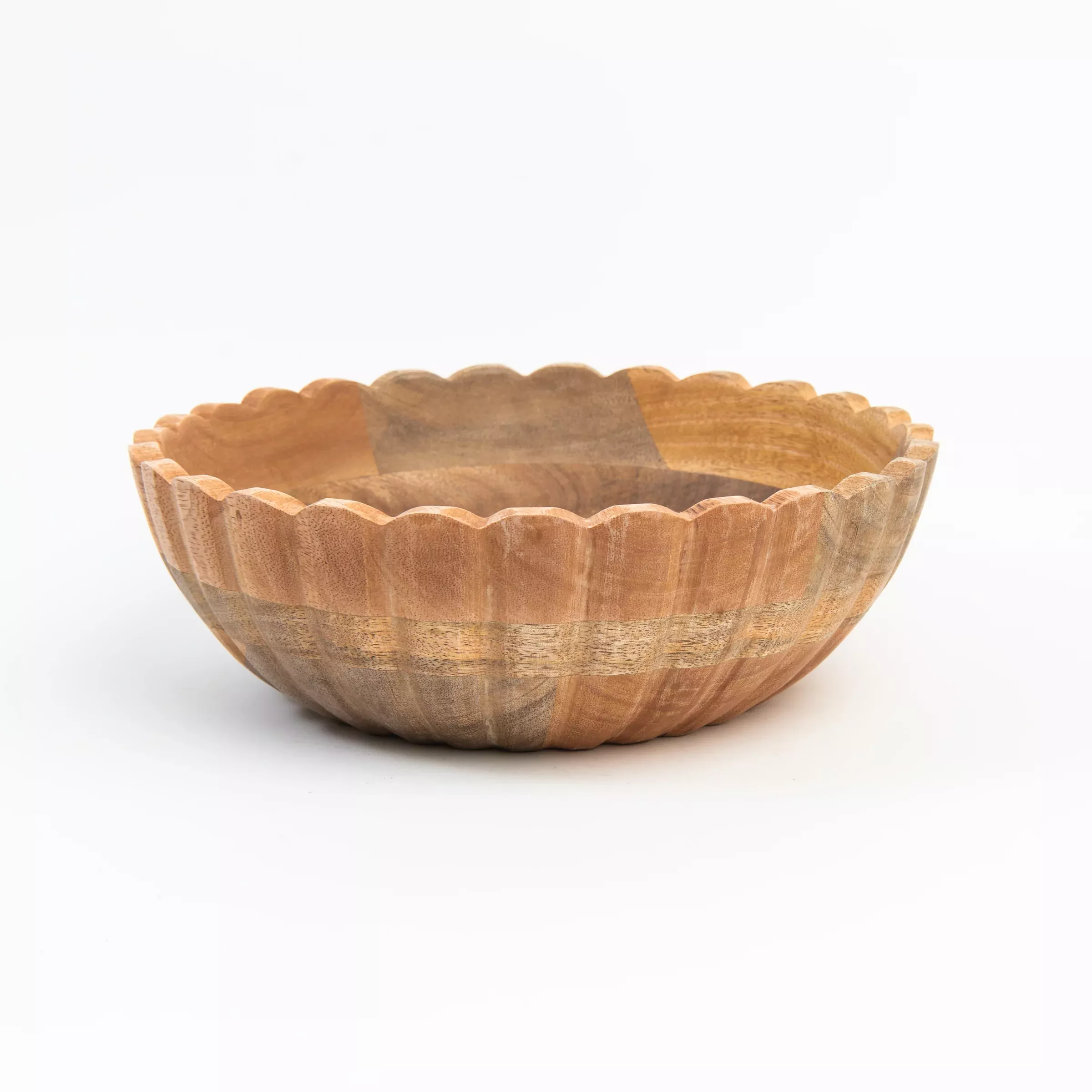 Scalloped Edge Mango Wood Bowl