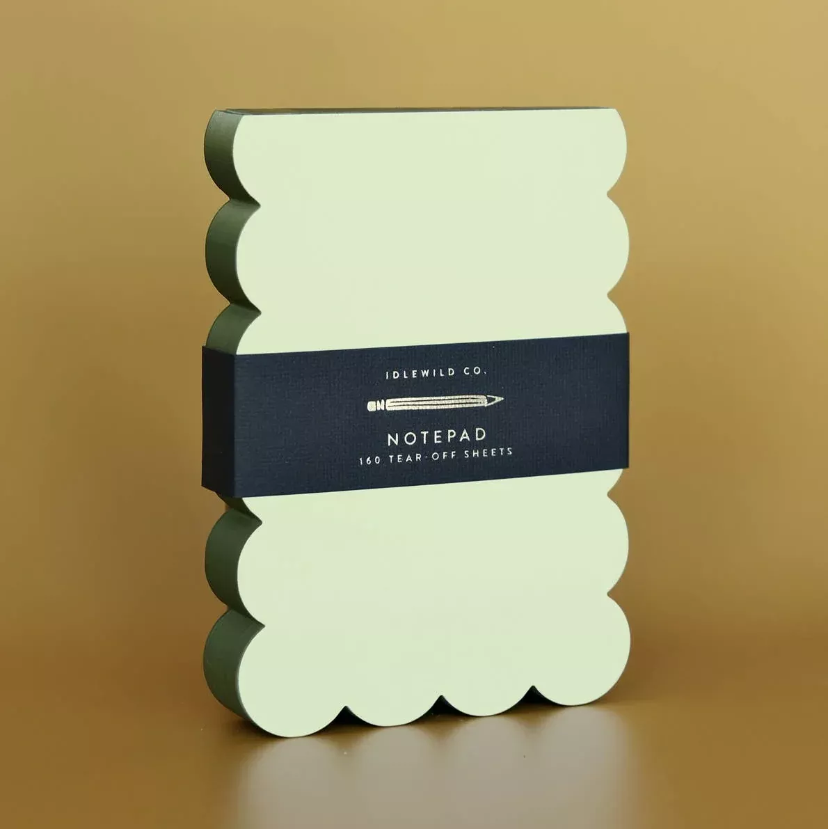 Scalloped Shaped Notepad in Chartreuse And Olive