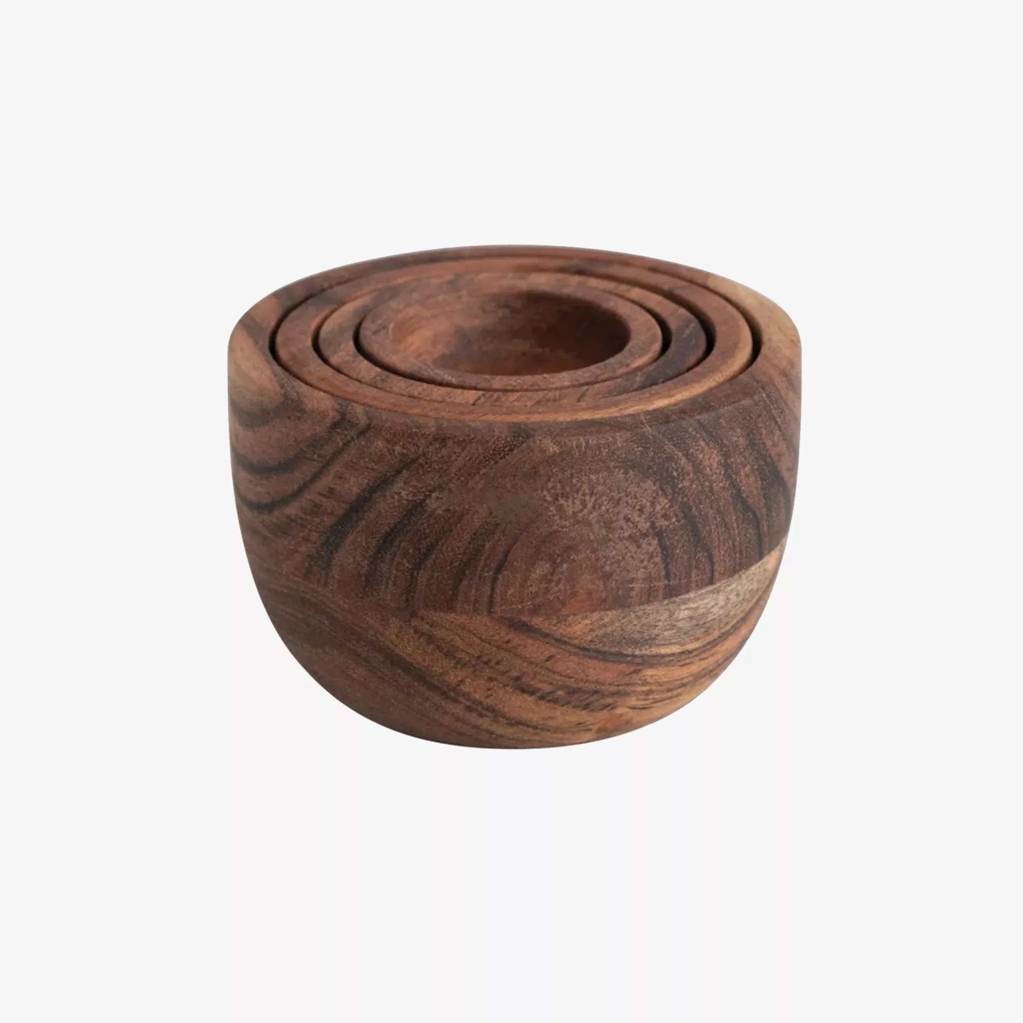 Set Of 4 Acacia Wood Nesting Bowls