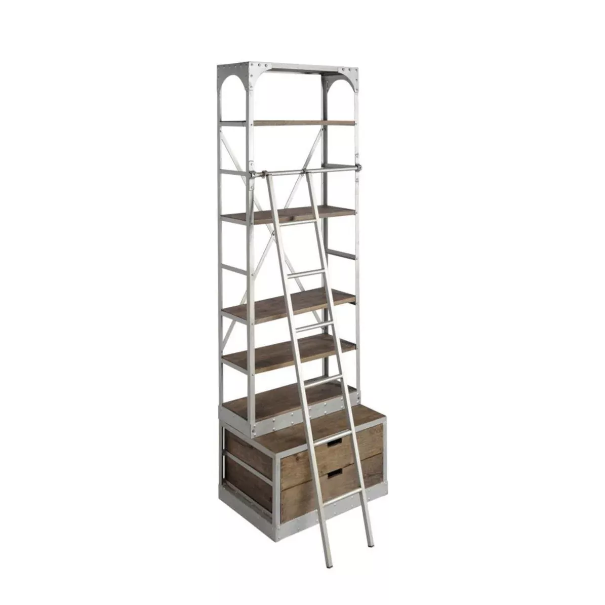 Small Bennett Bookcase with Polished Steel Frame