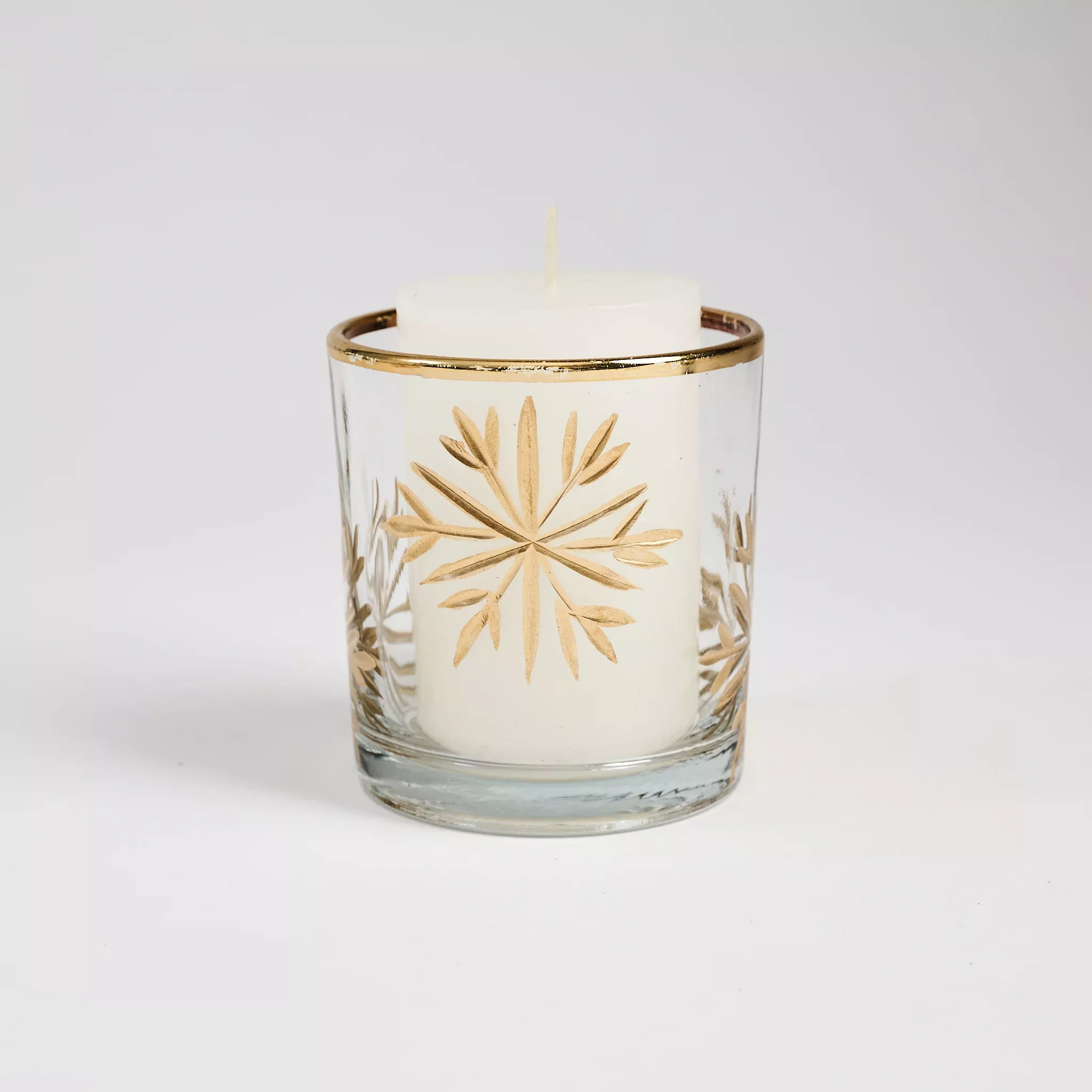 Snowflake Gold Etched Tealight Holder