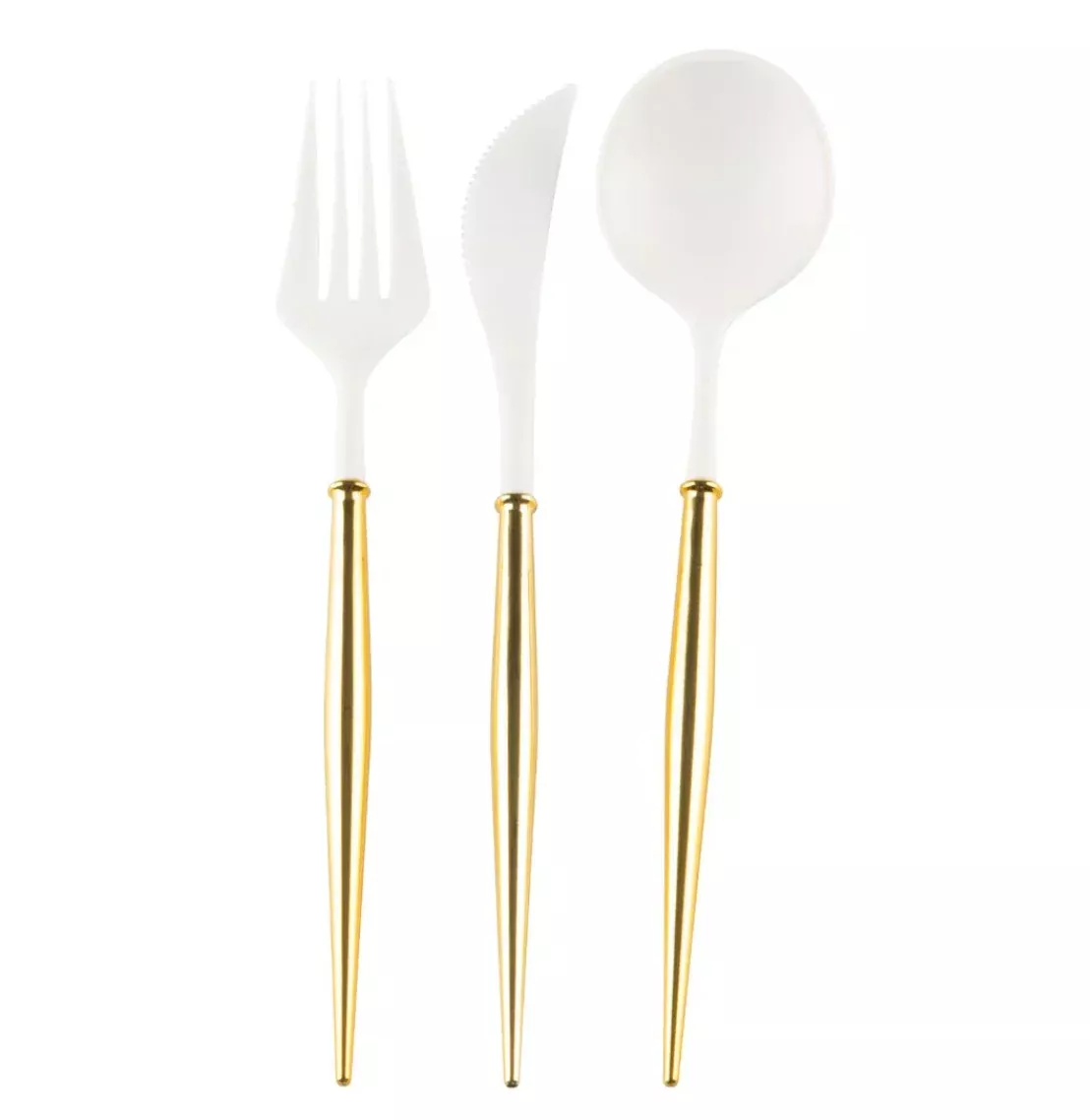 Sophistiplate Bella Assorted Plastic Cutlery – Gold & White – 24pc – Service for 8