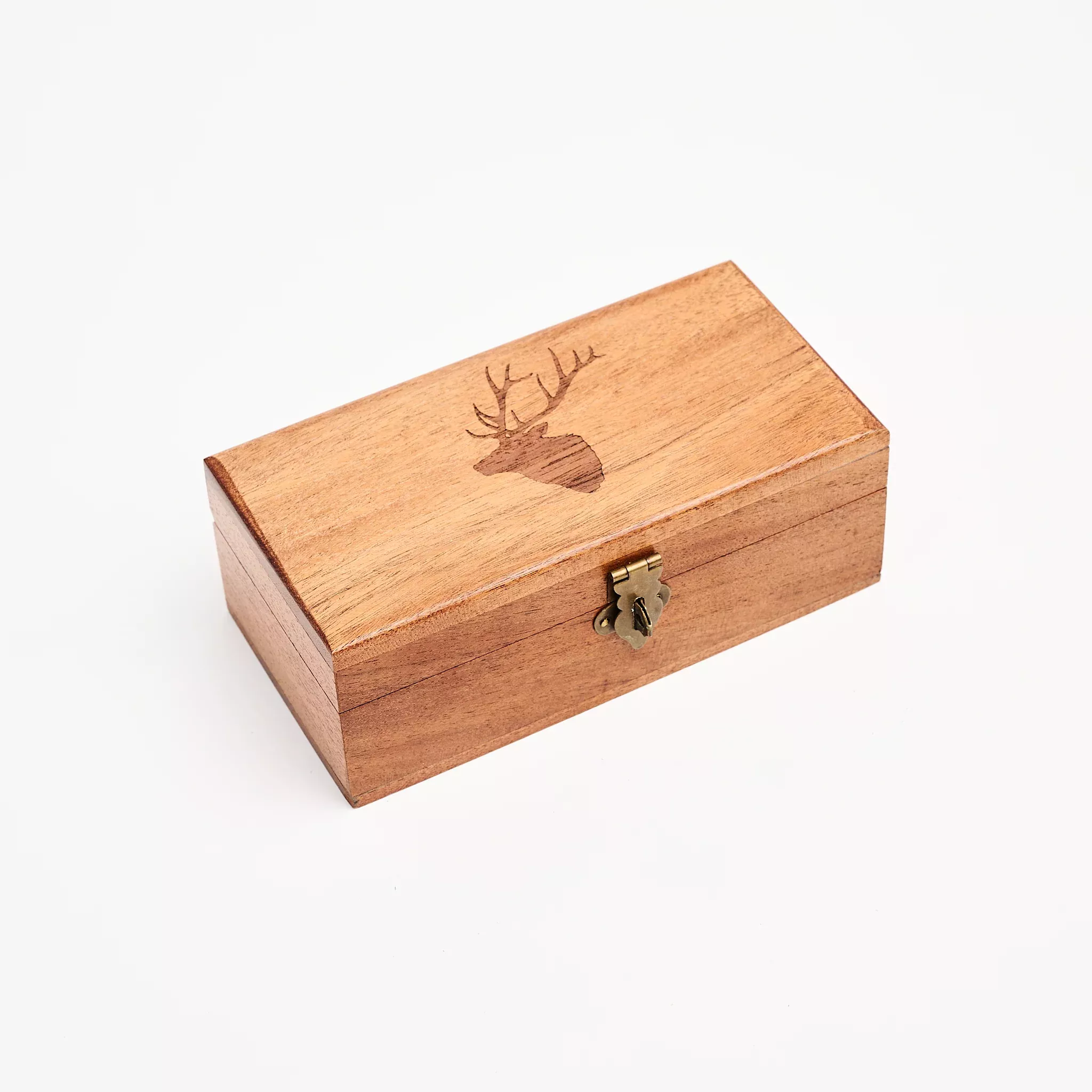Stag Head Engraved Wood Box