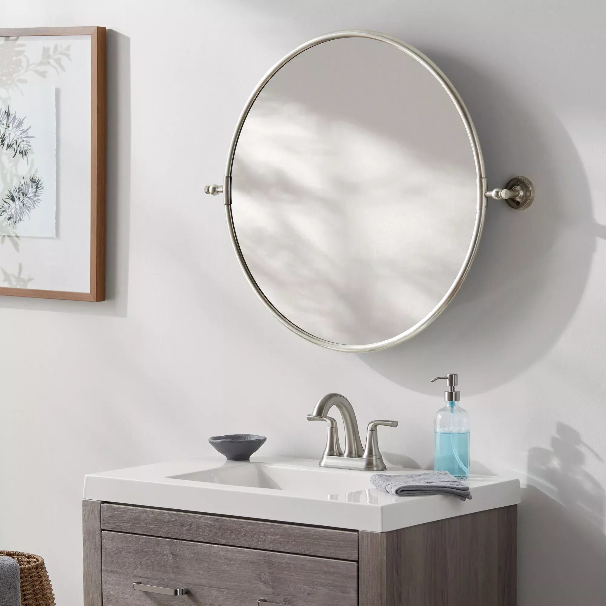 Surya Burnish Accent Mirror in Antiqued Silver