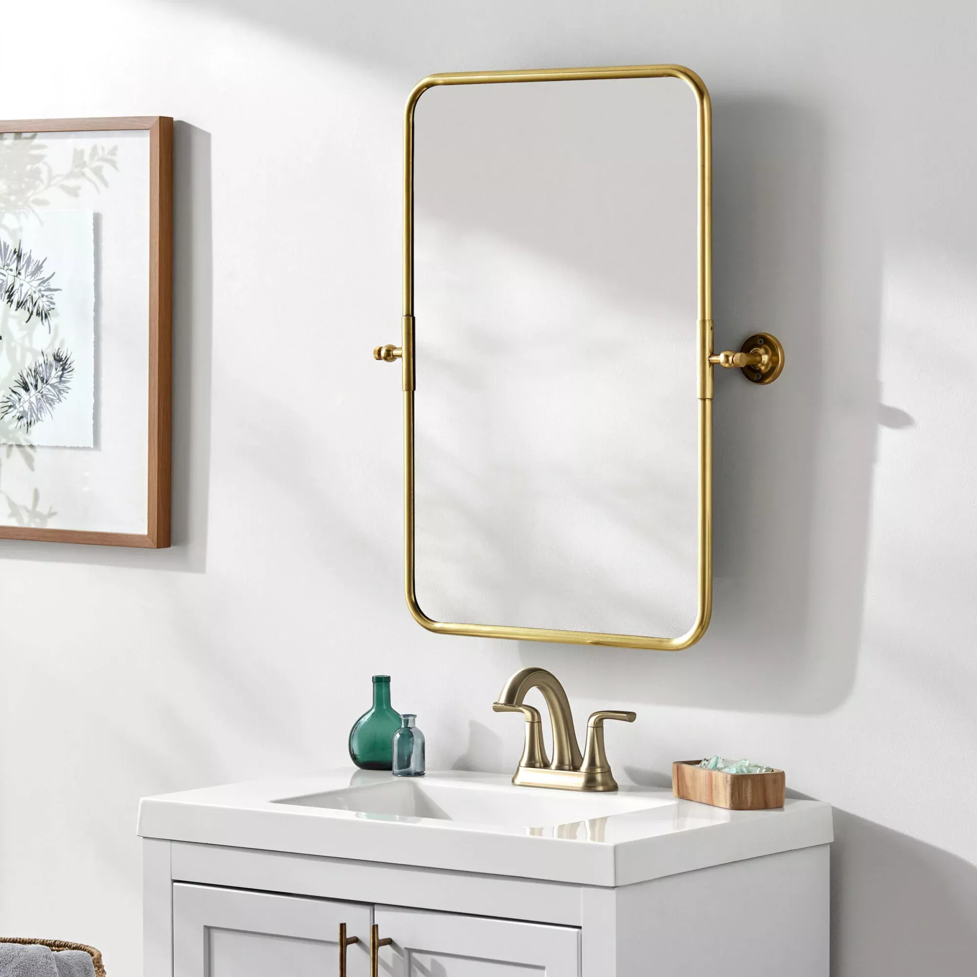 Surya Burnish Rectangular Accent Mirror in Antiqued Gold