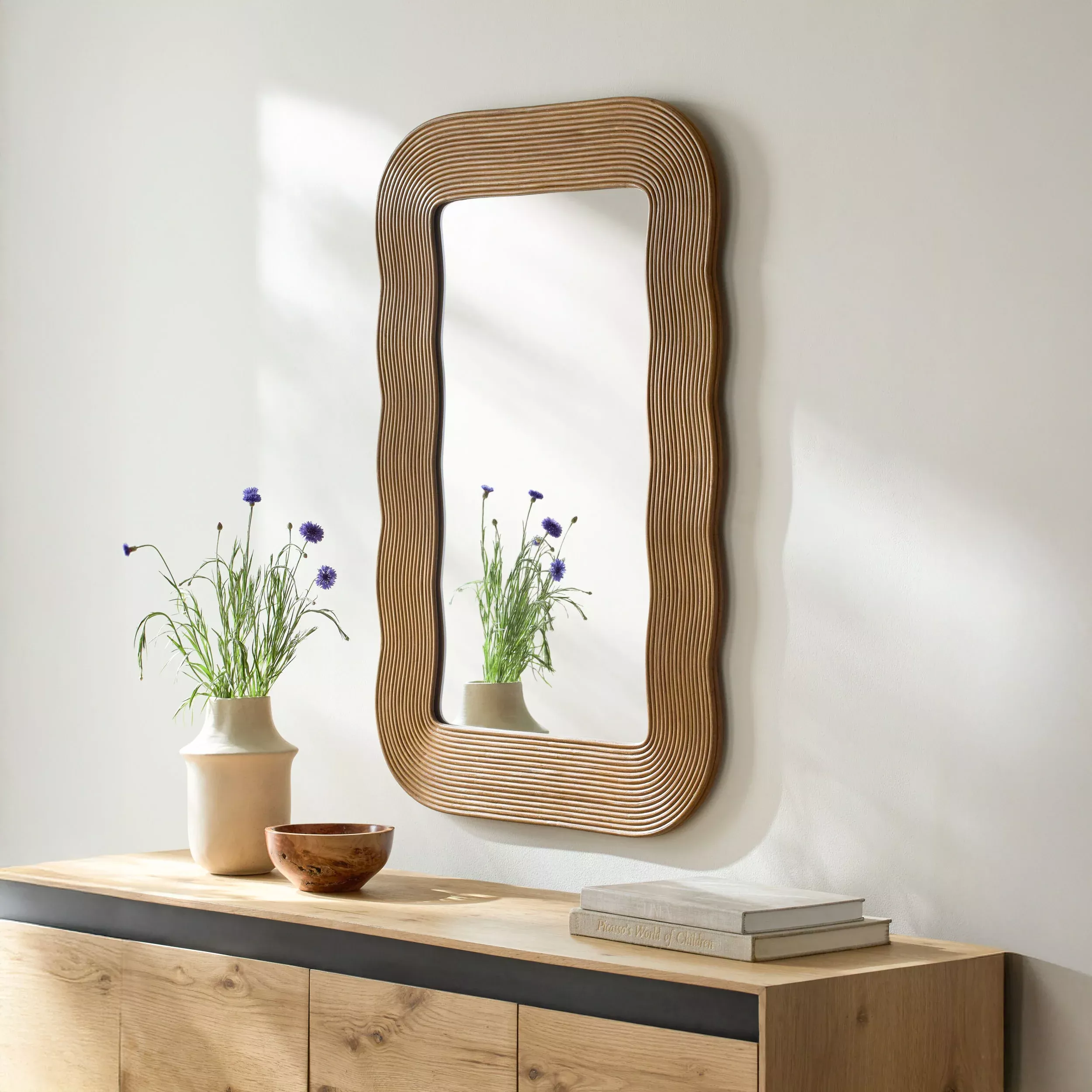 Surya Dance Accent Mirror in Lacquered Wood