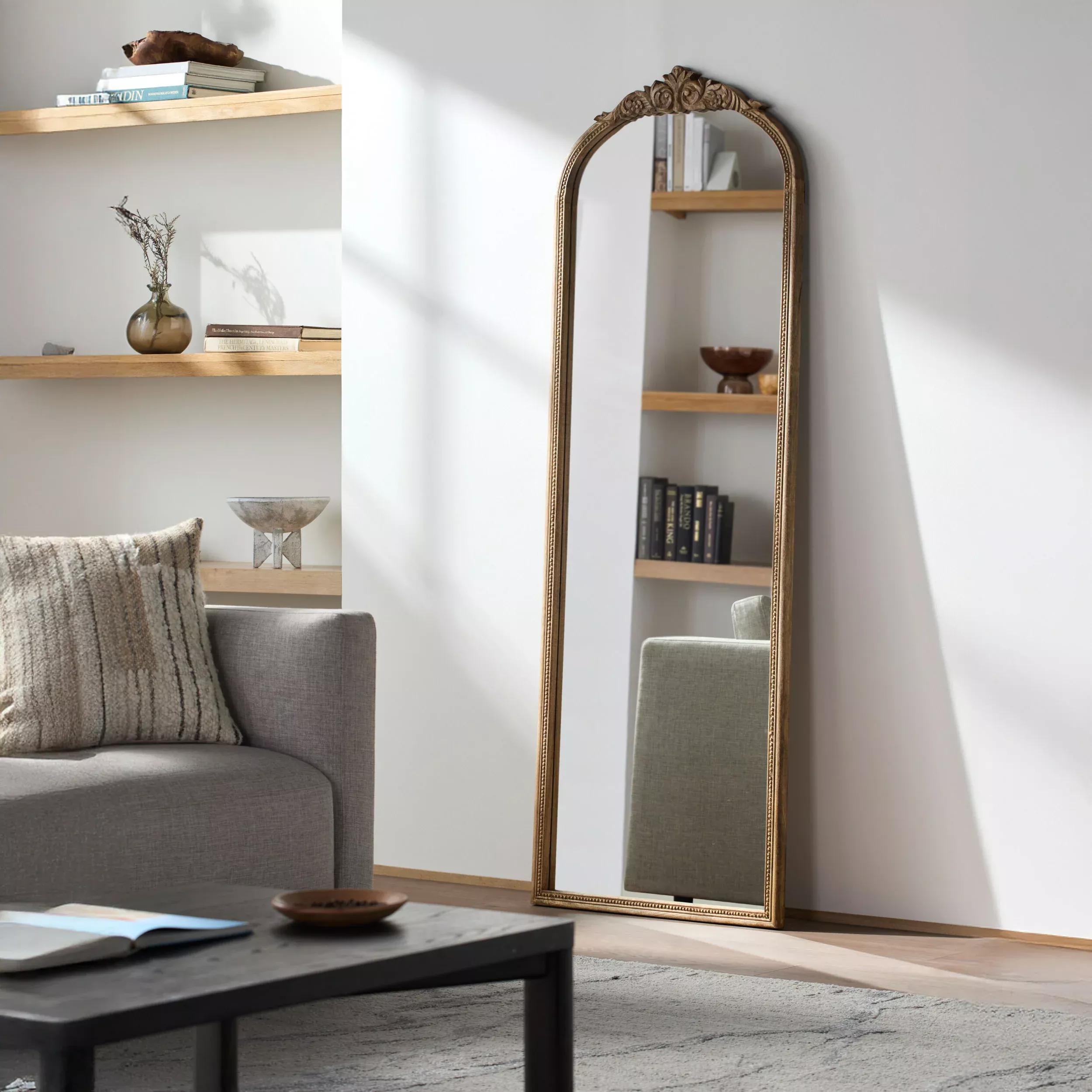 Surya Noya Full Length Mirror in Antiqued Tan
