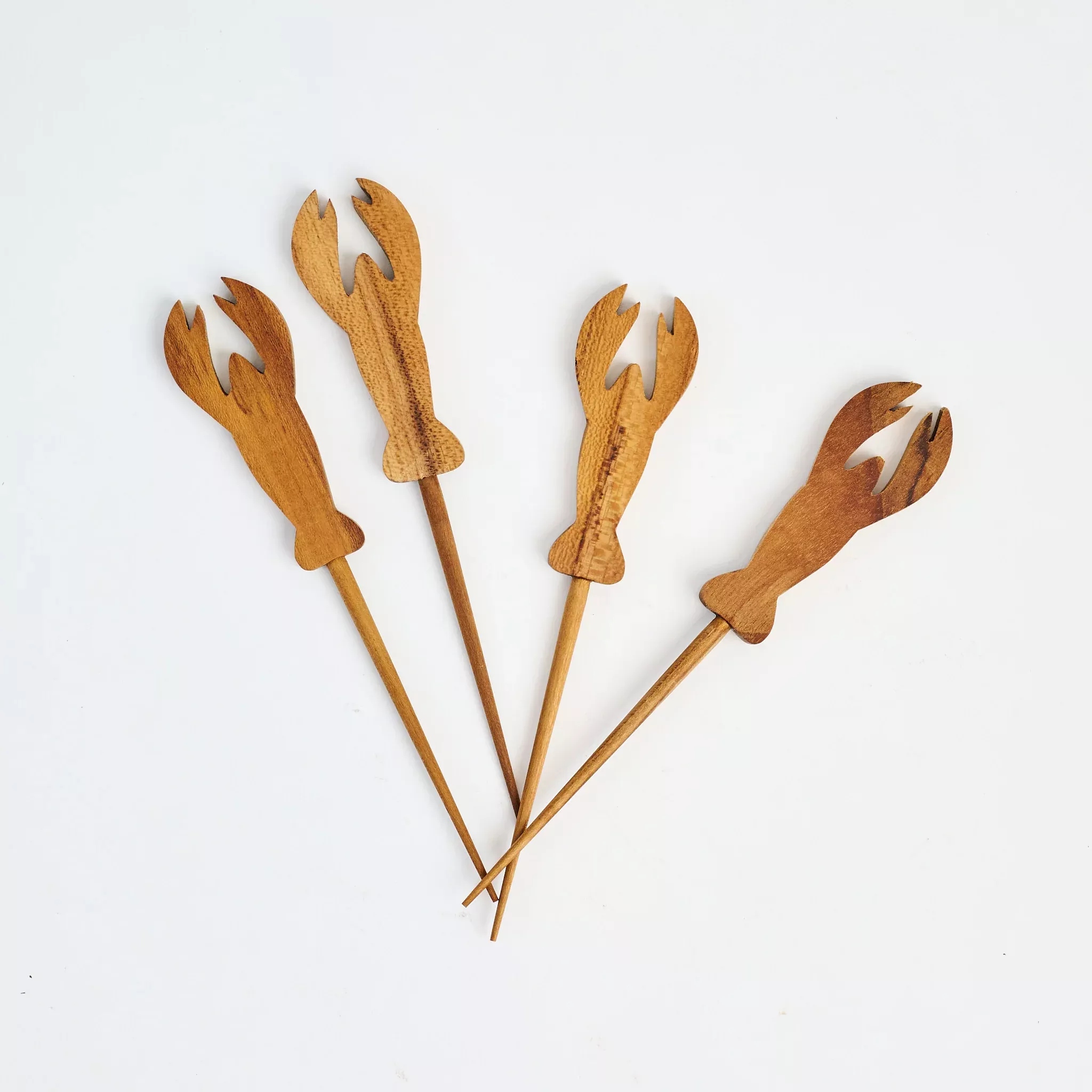 Teak Lobster Picks, Set of 4