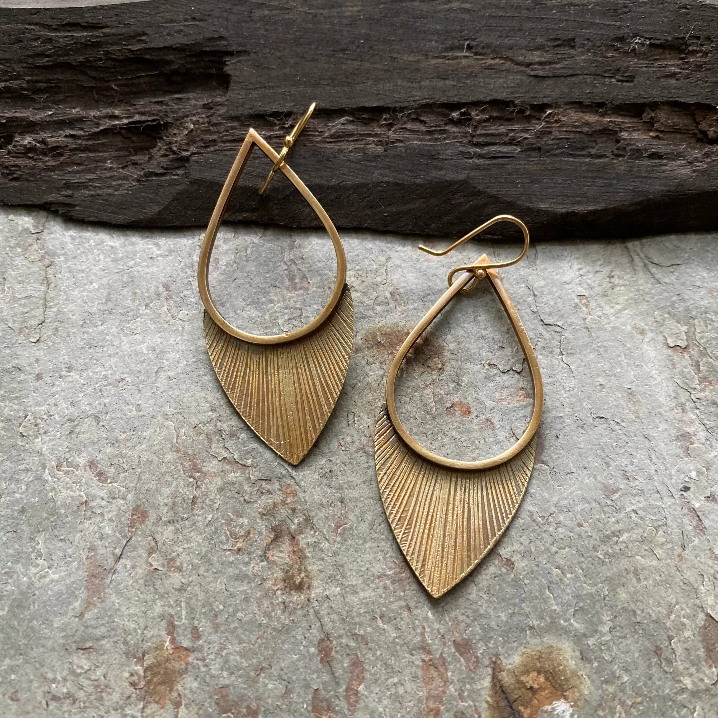 Tiny Anvil Brass Flora Earrings