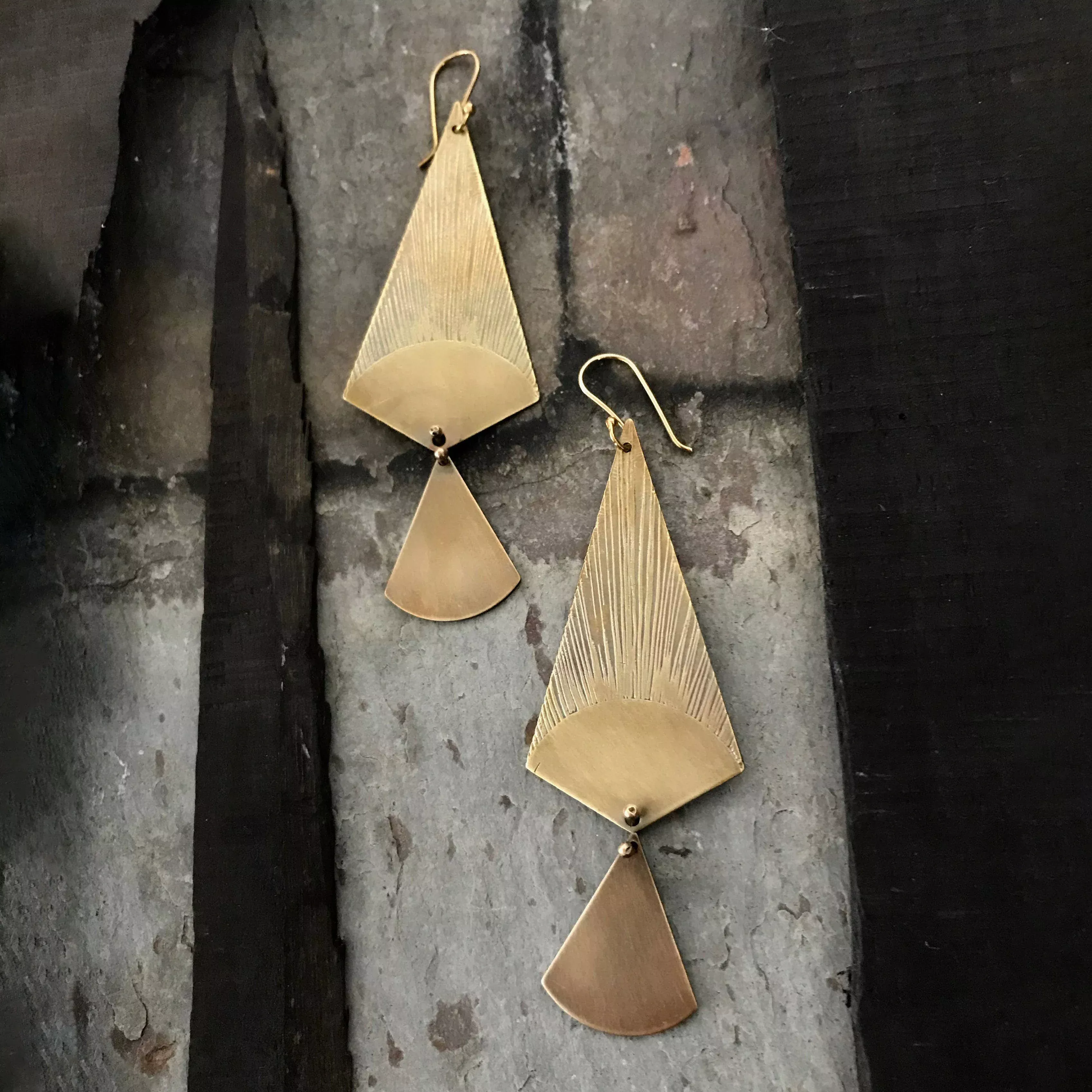 Tiny Anvil Brass Lantern Earrings