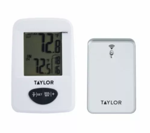 Tylor Digital WirelessIndoor/Outdoor Thermometer & Clock – White