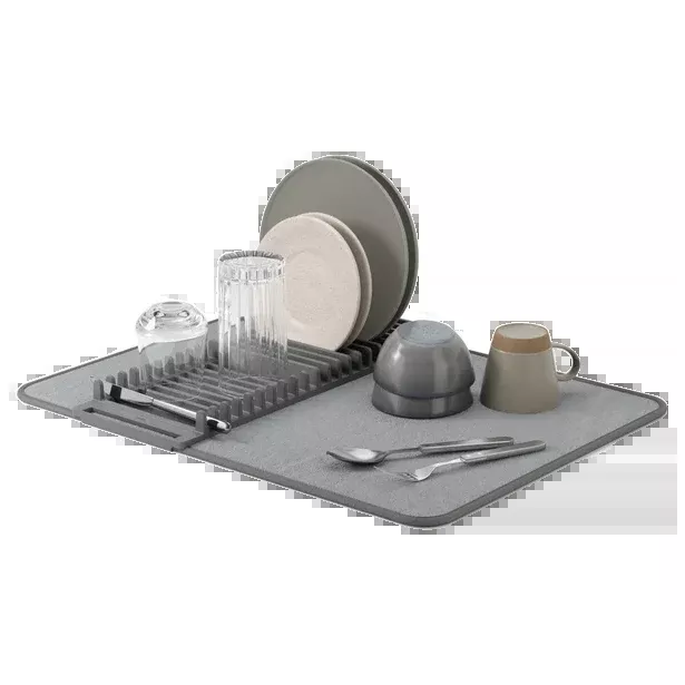 Umbra UDry Dish Drying Rack with Mat – Charcoal