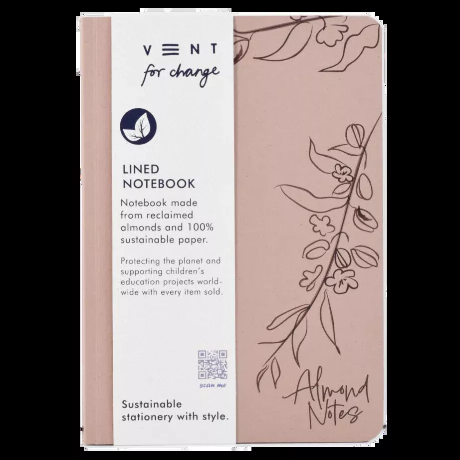 Vent For Change Enviro A5 Notebook – Made from Almonds – 6" x 8" – 120 Pages