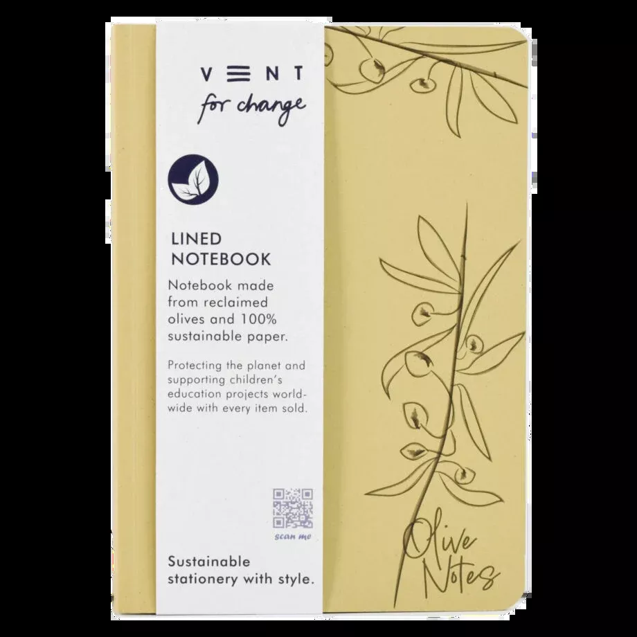 Vent For Change Enviro A5 Notebook – Made from Olives – 6" x 8" – 120 Pages