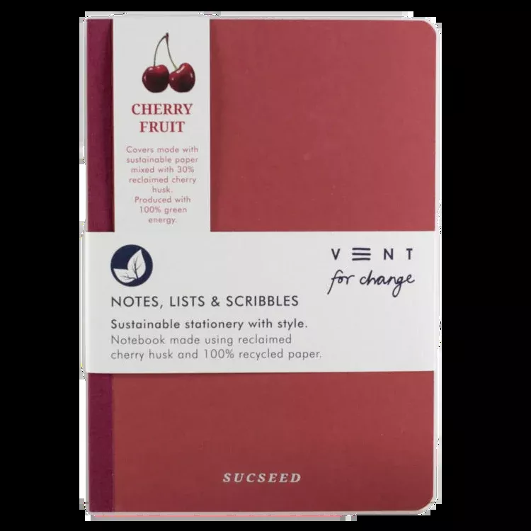 Vent For Change Recycled A6 SUCSEED Notebook – Cherry – 6" x 8" – 160 Pages
