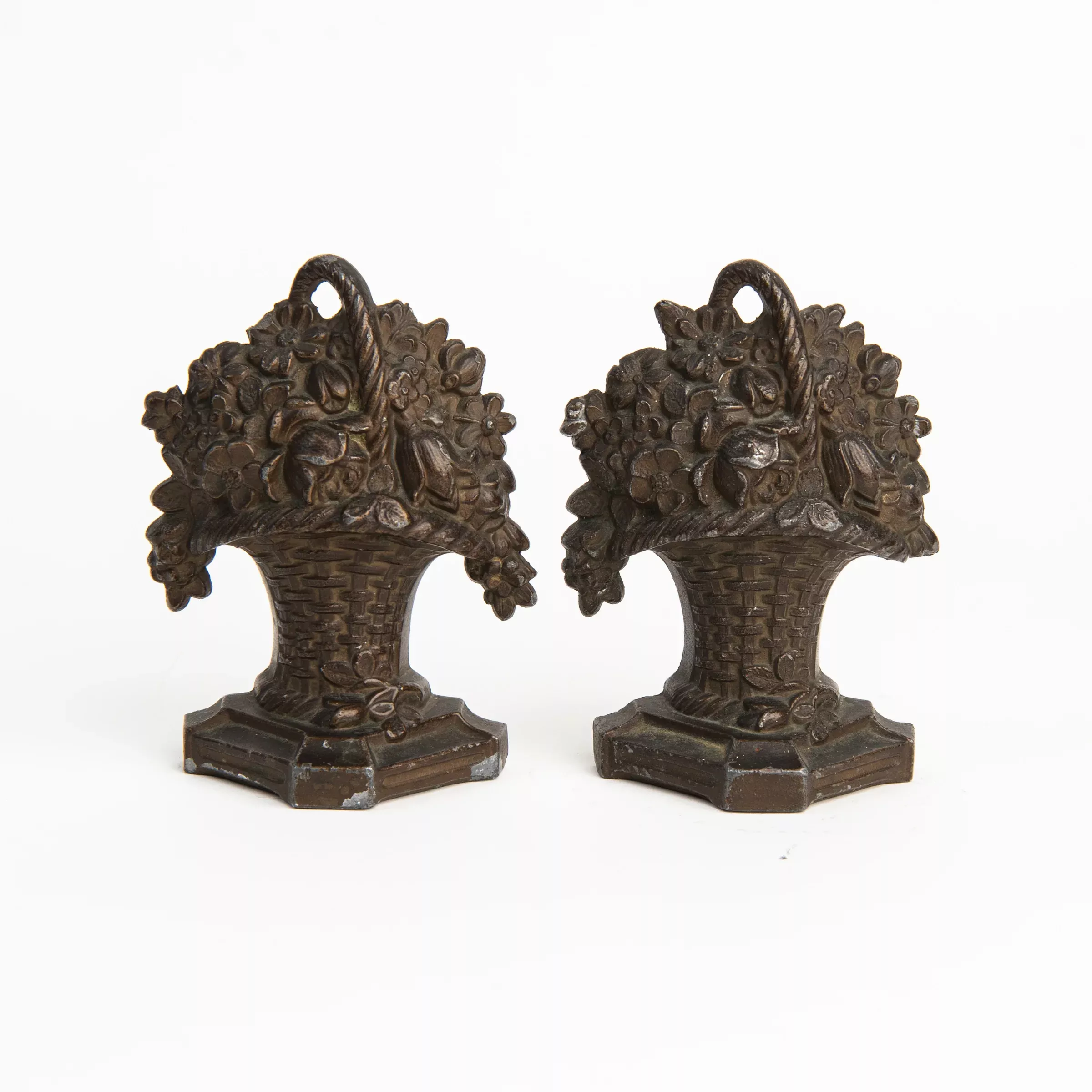 Vintage Cast Iron Flower Bookends