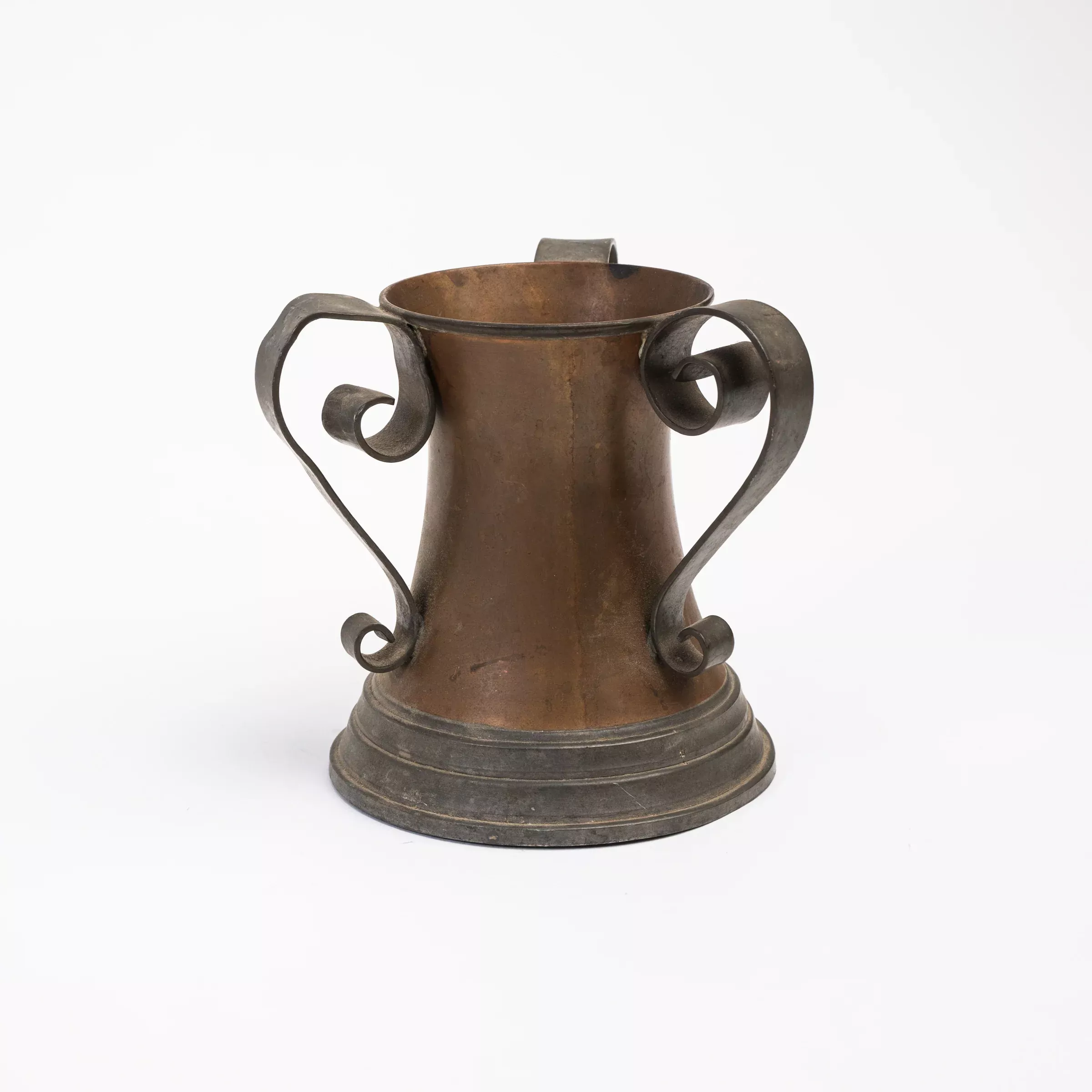 Vintage Copper and Pewter Handled Vessel