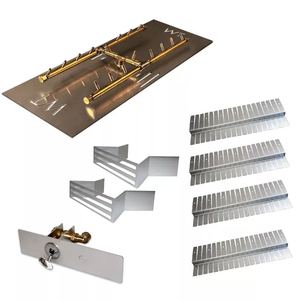 Warming Trends 10344 Polycor Specialty Paver Kit with Crossfire H-Style Brass Burner and Rectangular Aluminum Plate
