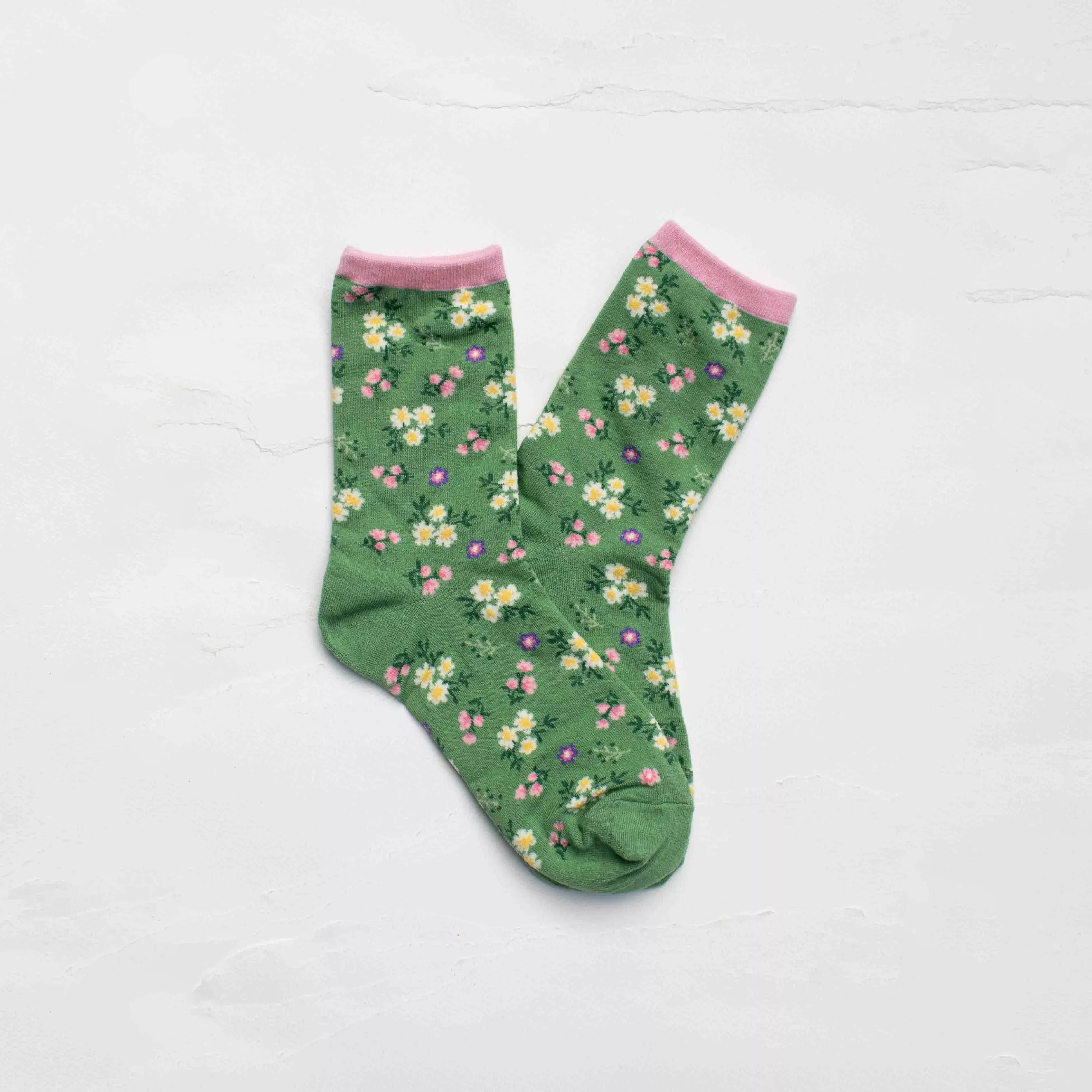 Wildflower Socks in Sage