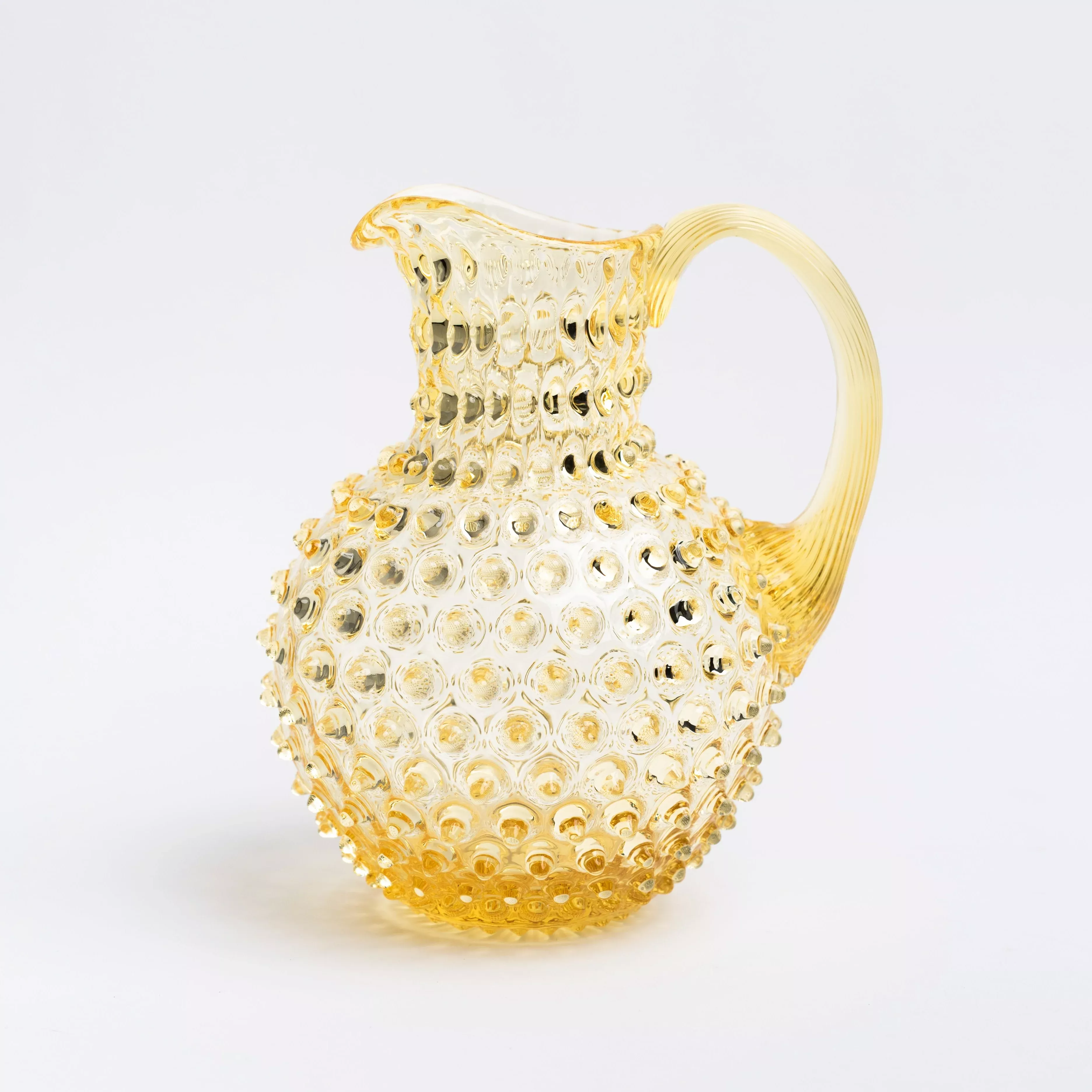 Yellow Glass Hobnail Pitcher