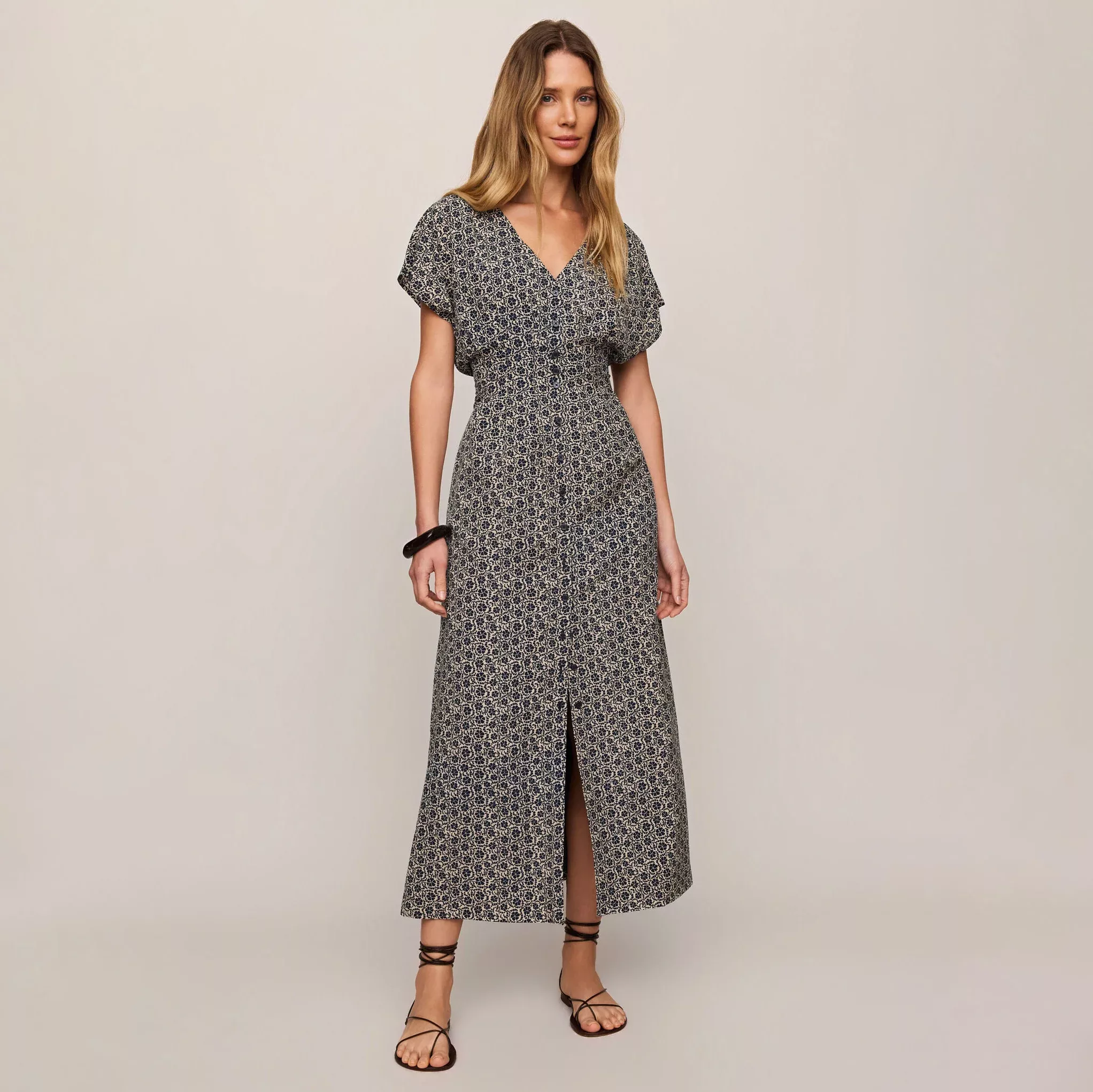 Z Supply Sanna Iris Floral Midi Dress in Eclipse