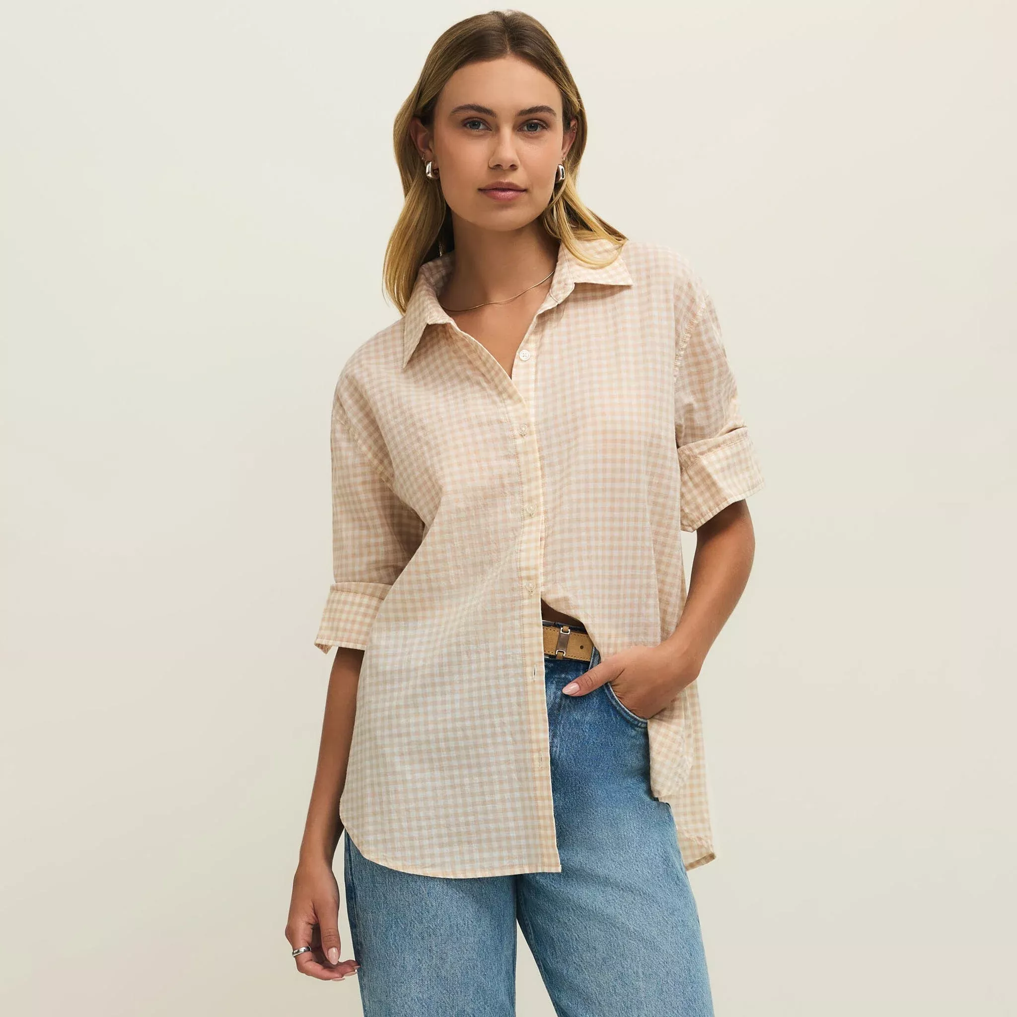 Z Supply Seaport Button Up Top in Parchment